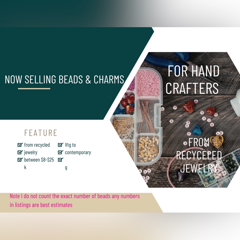 Hand Crafted Bead & Charm Crafting Kit Teal Pink Brown